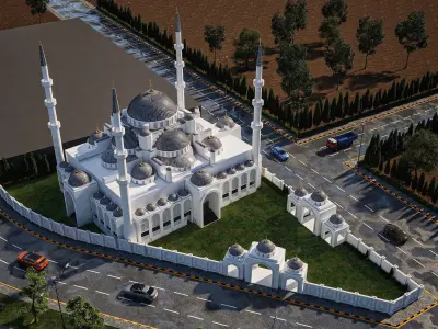 Mosque With Autocad Working Drawings 3D model