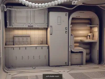 sci-fi shuttle room without textures 3D Model Pack