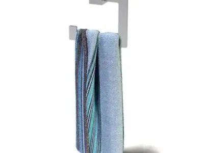 Modern Metal Towel Rack With A Towel 3D model