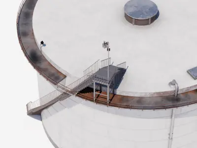 Oil Tank - Refinery  Low-poly 3D model