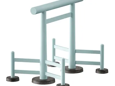 Torii Japanese white gate arch to sacred temple 3D model