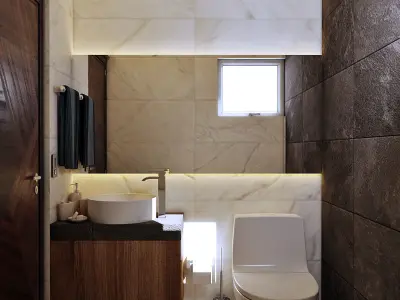 Bathrooms modern bathroom with marble counter tops 3D model