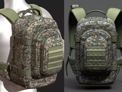 Backpack military combat bag baggage  Low-poly 3D model