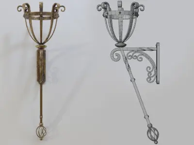 Gothic Wall Torch 01 - Game Ready Free low-poly 3D model