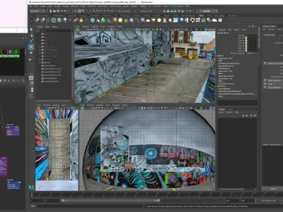 HDR 360 Panos PLUS 3D model of DTLA Arts District Graffiti alley 3D model