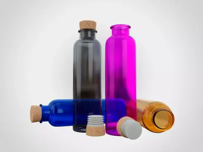 Water Bottle With Cork Low-poly 3D model