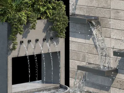 Waterfall fountains cascade 02 3D model