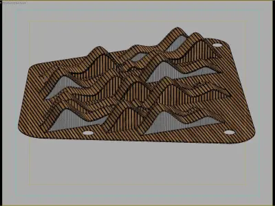 Wooden Wave Play Structure for Adventure Parks 3D model