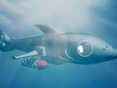 Shark submarine nautilus style 3D model
