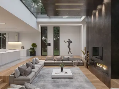 Modern white interior 3D model