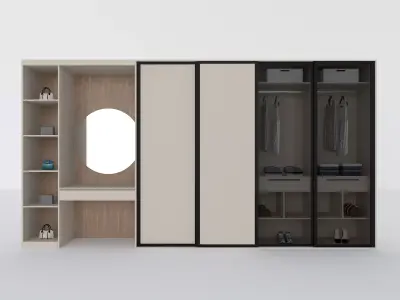 Modern Sliding Door Closet with Vanity 3D model