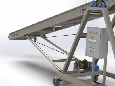 Two-Wing Adjustable Incline Conveyor 3D model