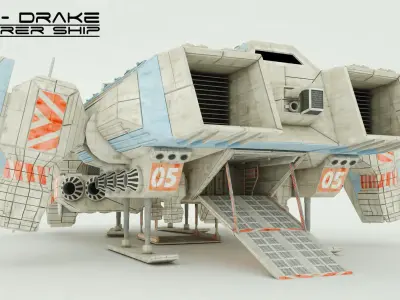 Explorer Class Space ship Low-poly 3D model