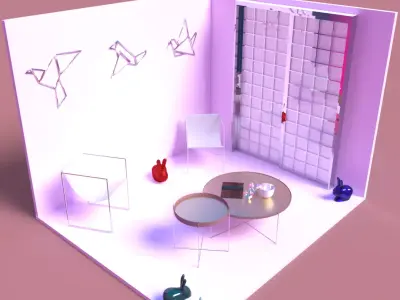 Terrace room with chairs and table 3D model