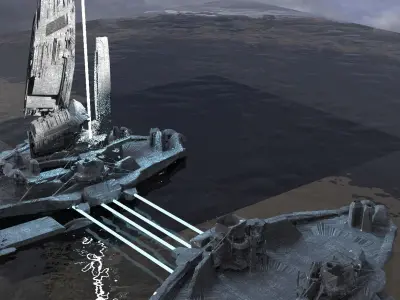 Halo Forerunner Inspired Gateway with bridge hologram  2 3D model