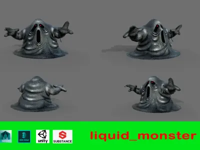 Liquid monster Low-poly 3D model