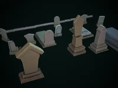 Stylized graves Low-poly 3D model