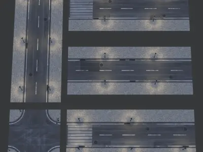 Road and busstop 3D model