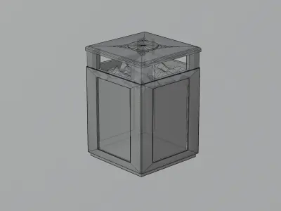 Prague City Street Bin 04 Low-poly 3D model