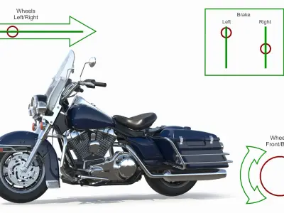  Classic Road Motorcycle Blue Rigged 