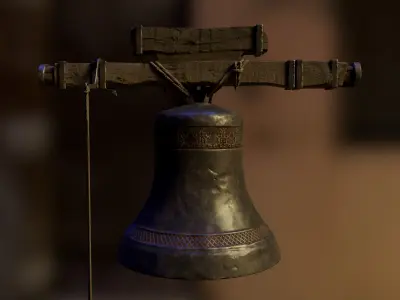 Church bell set Low-poly 3D model