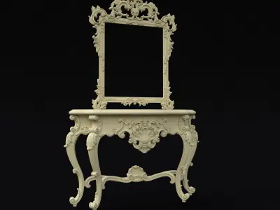 dressing table with mirror set 3D model