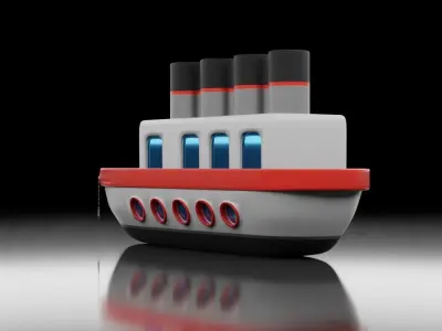 Cartoon Ship Low-poly 3D model purchase