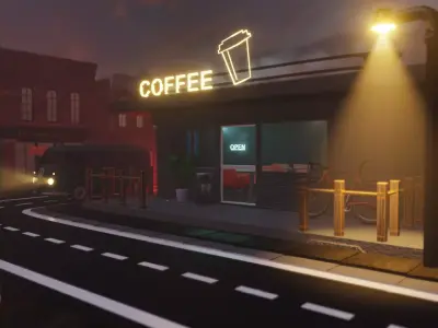 Coffee Shop Night 3D model