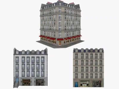 Parisian Buildings Low-poly 3D model