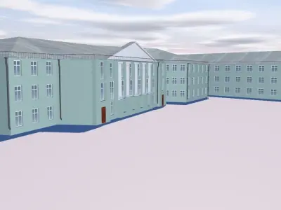 Manor building in snow 3D model