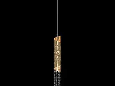 chandelier pendant light with crystals hanging from it 3D model