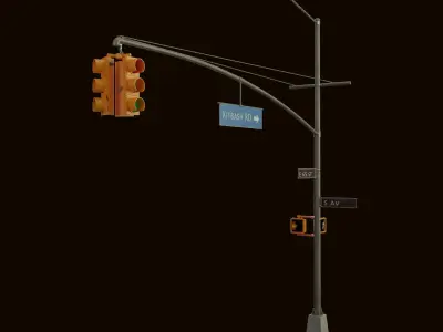High Poly Traffic Lights Pack- 3 variant Low-poly 3D model