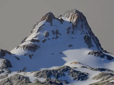 Snow covered mountain Low-poly 3D model