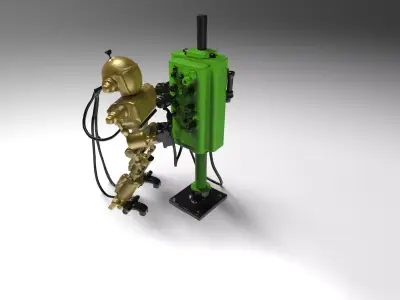 Futuristic Robot Technician with Control Panel  3D print model