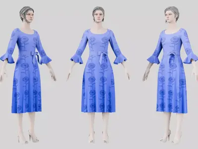 Dress 03 Very Light Blue Low-poly 3D model