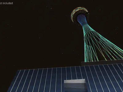  Tall City Tower with Lights Night View 