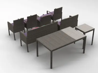 Rattan Garden Furniture Set 002 3D model