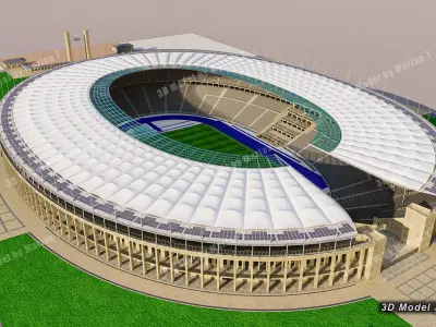 Olympiastadion - Berlin Germany Low-poly 3D model