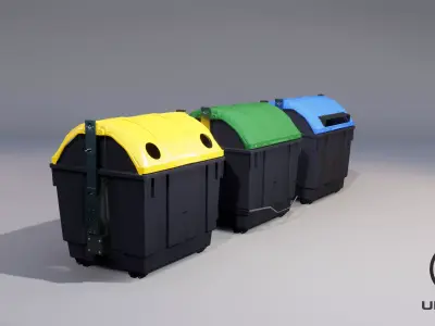 Street recylcing container Low-poly 3D model