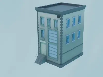 Low Poly Town House Low-poly 3D model