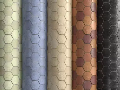 Materials 10- Hexagon Tiles In 5 Color Texture