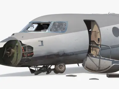  Destroyed Business Jet Fuselage White 
