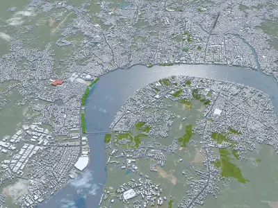 Samarinda Indonesia 25km Low-poly 3D model