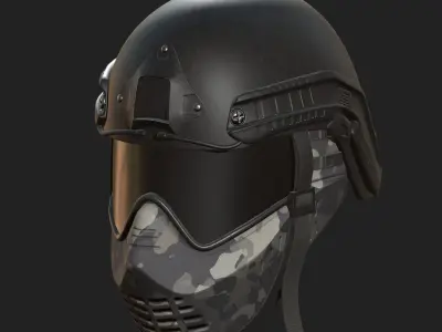 Helmet mask millitary combat soldier armor  Low-poly 3D model