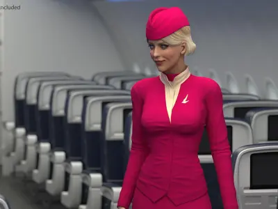  Airline Stewardess Rigged for Maya 