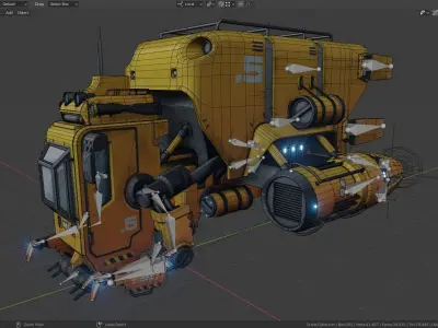 Harvester futuristic vehicle Low-poly 3D model