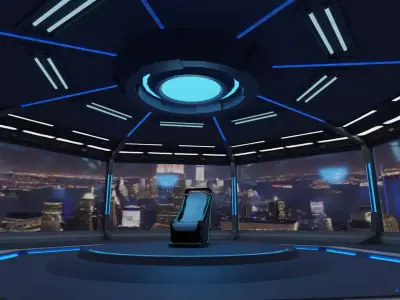 Sci-fi Futuristic Room Interior Low-poly 3D model