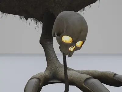 Low Poly Rigged Baba Yagas Hut Scene With PBR Materials Low-poly 3D model