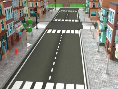 Low Poly City Day Pack Low-poly 3D model