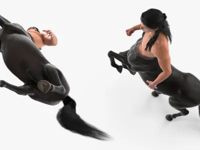  Long Haired Male Centaur Action Pose 